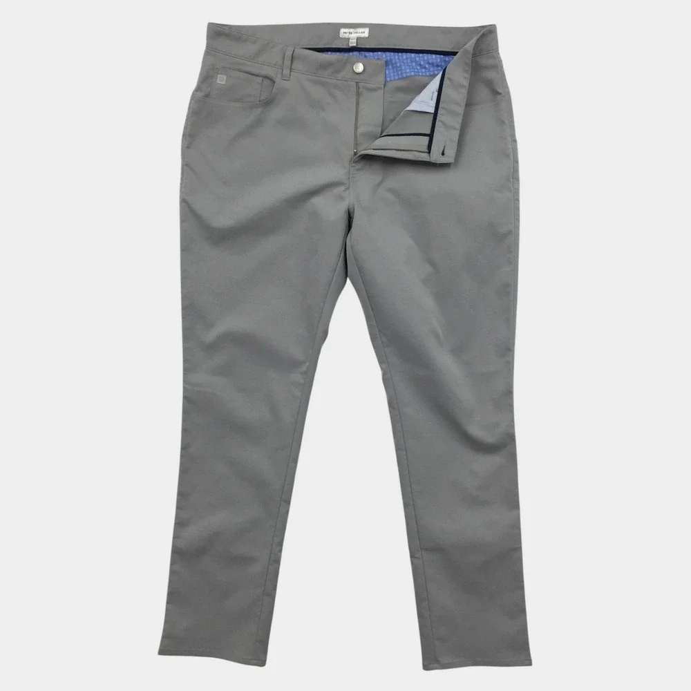 Peter Millar Gale Performance Pants Mens 38x32 Gray Five Pocket Golf Trousers